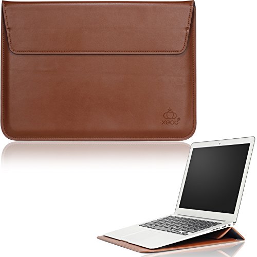 XGUO PU Ledertasche/ Hülle für MacBook Air 11 MacBook Retina 12 zoll mit Halter iPad Air/Air2 Samsung Galaxy T560 T550 iPad Pro 9.7 Sleeve Hülle Tasche mit Ständer Erhöhung Schutzhülle(11-12 Zoll, Brown)