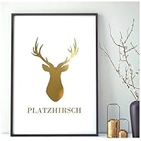 Poster Gold, Silber oder Kupfer Hirsch Spruch 