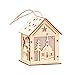 Produktbild Holz Weihnachtsbaum dekoration Anhänger, Holz Haus Form Der Weihnachtsbaum dekorationen Mit LED Nachtlichter