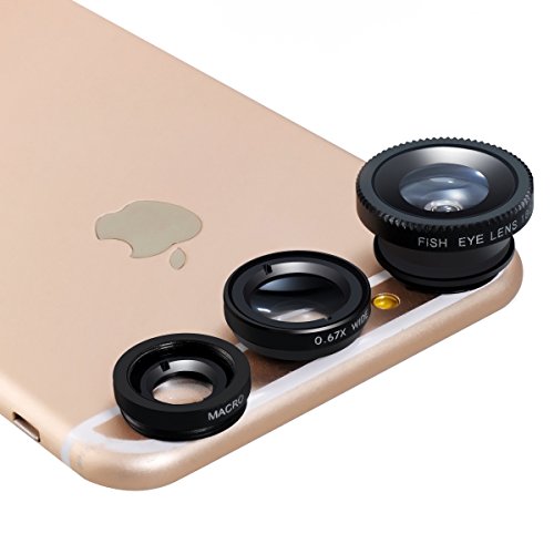 Obiettivo di macchina fotografica cellulare, Lenti Smartphone Breett universale staccabile 180 Â° Fish-eye grandangolare+obiettivo+Micro Lens 3-in-1 Easy-Use Camera Kit Lens per iPhone, iPad, Samsung Galaxy S3 S4 S5 S6 Note 3 2 1, Sony, HTC, Sony Xperia, Huawei lavoro con piÃ¹ smartphone e tablet con la macchina fotografica piatto