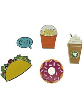 Onnea Enamel Metal Revers Pin Abzeichen French Fries Kaffee Pizza Donuts Sonnenschein Brosche Set