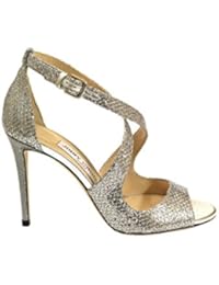 JIMMY CHOO MUJER EMILY100 PLATA CUERO SANDALIAS