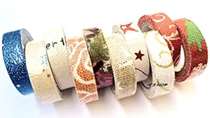 ASHOP Adhesive Decorative Jute Tapes with Different Prints Art and Crafts for School Kids, Boys Or Girls(15MM x 5MTR) (Set of 10 Tapes)