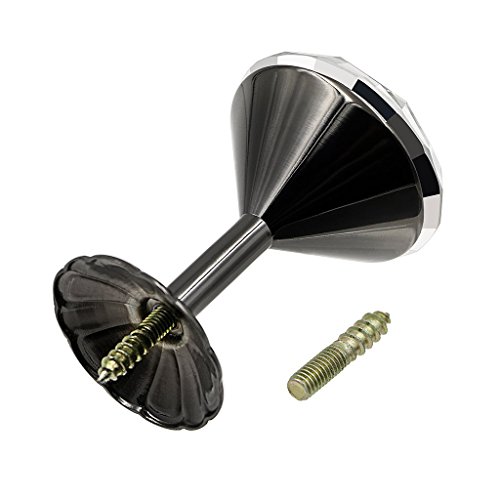 btsky ein Paar Extra Groß, 60 mm Glas Kristall Vorhang halten Rücken Raffhalter Wandhaken Quaste Halter mit Chrom Boden schwarz - 6