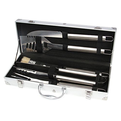 5-teilig Grillbesteck BBQ Besteck Set Grillset Tool Set mit Koffer barbecue
