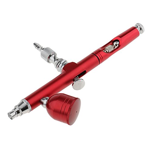 MagiDeal Spritzpistole – Airbrushpistole Dual Action Gravity Feed Spray Gun Tattoo Nail Art Paint Kit – Rot - 7
