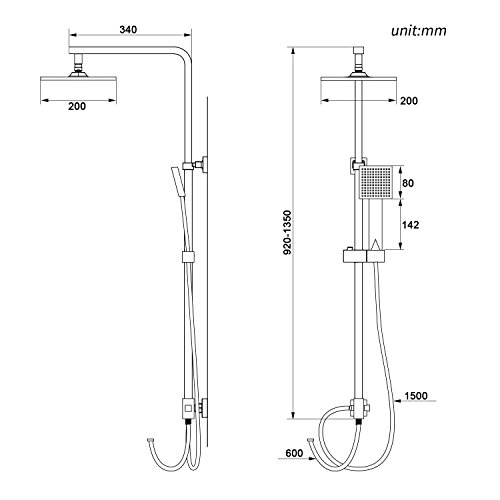 Auralum - Duscharmatur mit Brauseset und Wandhalterung, Chrom