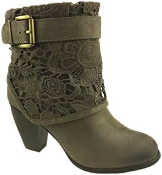Mc Footwear Ladies Fashion Suede Cowboy Ankle Boots Side Zip Brown Size UK 3-8