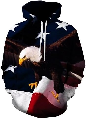 Mens Fashion Hoodie Eagle 3D Print Sweatshirts American Flag Hooded Sweats Tops Hip Hop Graphic Pullover Dropship,WEIYI-237,S