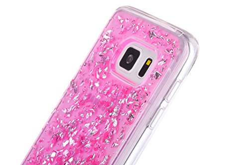 Galaxy S6 Handytasche,Glitzer Hülle für Samsung Galaxy S6,Leeook Hülle TPU Case Schutzhülle Silikon Crystal Kirstall Clear Case Durchsichtig Rosa Glitzer Malerei Muster Transparent Silikon Schutzhülle Hülle Cover Abdeckung Etui TPU Bumper Schale für Samsung Galaxy S6 + 1 x Schwarz Eingabestift-Pink Glitzer - 5