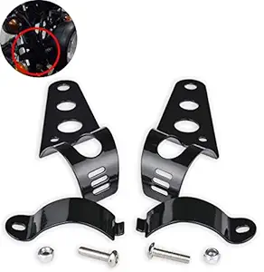 Electomania 1 Pair of Motorcycle Head Lamp Holder Headlight Mounting Brackets Fork Fits 35MM-43MM Fork Tubes Universal (Black)
