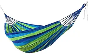 GOLKIPAR Cotton Fabric Canvas Travel Hammocks Camping Portable Beach Swing Bed with Strong Rope Tree Hanging Outdoor Indoor Bed with Swing for Garden & Sports