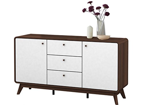 Loft24 Carmen Sideboard Kommode Schrank Anrichte 140x39x75,2 cm MDF Skandinavisches Design (weiß & Walnuss) Loft24 Carmen Sideboard Kommode Schrank Anrichte 140x39x75,2 cm MDF Skandinavisches Design (weiß & Walnuss)