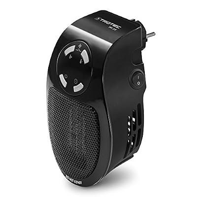 TROTEC Mini-chauffage pour prise murale TFC 2 E | Chauffage de 500 watts | 2 vitesses de ventilation | Fonction d'horloge (1−12 heures) | 10 m²/25 m³ max.