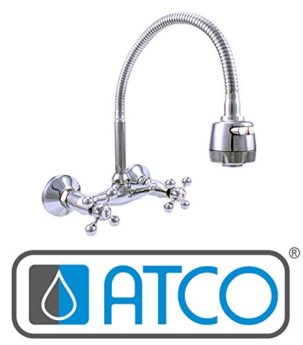 ATCO® RETRO Wandarmatur Spültischarmatur Küchenarmatur Kreuzgriff Küche flexibel