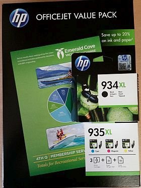 4x Original XL Patrone HP 934XL HP 935XL BK, Cy, Ma, Ye für HP Officejet PRO 6230 - Leistung BK ca. 1000 / Farben ca. 825 Seiten/5%
