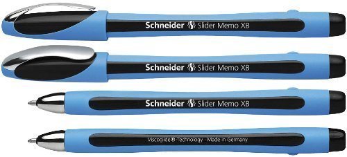 10 Schneider Kugelschreiber Slider Memo / Schreibfarbe schwarz / Gehäusefarbe blau/schwarz
