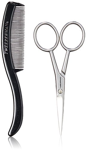 Tweezerman Moustache Scissors with Grooming Comb - 2pcs