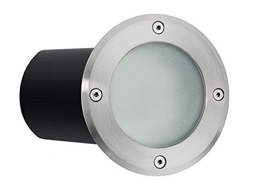 LED Boden Einbau-Strahler, Einbau-Leuchte MARNE rund in Edelstahl gebürstet, mit Echt-Glas matt, 5W warm-weiß, GU10 230V [TOP VORTEILE: hervorragende LICHTQUALITÄT, hoch BELASTBAR, schneller EINBAU] - 4