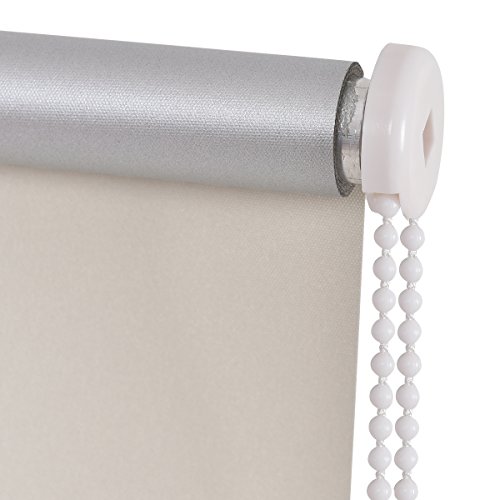 Costway Verdunkelungsrollo Fensterrollo Klemmrollo Thermorollo Seitenzugrollo Klemmfix-Rollo ohne Bohren 90x150cm Farbwahl lichtundurchlässig (Beige) - 6