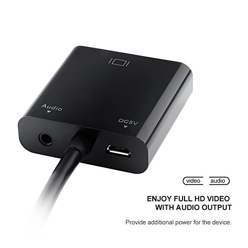 HDMI auf VGA, OMorc 1080P HDMI auf VGA, male auf female, Video Audio Adapter-Kabel Converter mit Micro-USB und 3,5 mm Audio-Anschluss & Kabel für PC Laptop-DVD, Raspberry Pi und andere HDMI-Eingabegeräte - 2