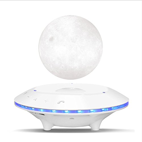 Preisvergleich Produktbild NSOP 3D-Magnet Aufhängungs Lautsprecher, Simulation Moon Light USB-Aufladung Drahtloser Bluetooth-Sound Für Mini-Handy, Computer,White