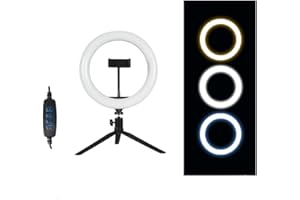 ZONADAH 10 in 3 colori, 10 livelli di luminosità, anello per il trucco, supporto per telefono portatile, lampada da tavolo a LED, per streaming, riunioni online, video social media e video