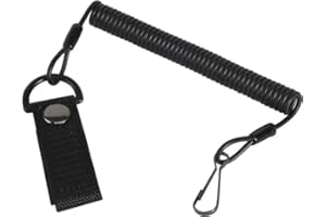 GUOYOU Paracord Tactical Lanyard, Anti-Perte Support Porte-clés Spiralé Sécurité Elastique, Ressort Hélicoïdal Keychain avec Mousqueton, Pour La Pêche, Randonnée, Chasse, L'alpinisme, Noir