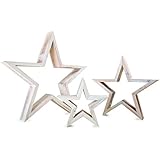 Small Foot 10212 - Figuras decorativas de estrella, color blanco, Juego de 3 – Figura decorativa, de madera, 34 x 5,50 x 33 cm