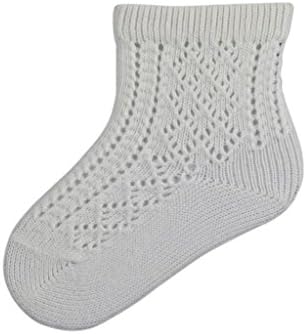5 Pairs of White Cotton Pelerine Baby Ankle Socks (0-2.5, S408) - UK Made by SocksAndTights