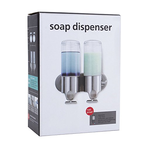 lowmany Wand montiert Badezimmer Küche Seifenspender chrom, Dusche Shampoo Lotion Spender Single/Double/Triple 500 ml/500mlx2/500mlx3 Double - 7