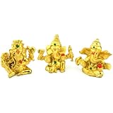 Set of 3 Hindu Goddes Ganesh Ganesha Ganapati and Vinayaka Resin Statue Figurine