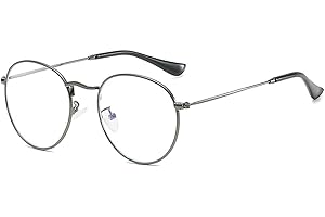MIGOO Klassische Runde Blaulichtfilter Brille Ohne Stärke Metall Rahmen Retro Brillenfassungen Nerdbrille Unisex (Herren/Damen)