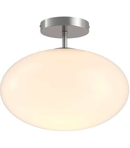 Plafonnier Salle De Bain Lindby Flavi - 2 Lampes E27, IP44, Variateur D'intensité | Verre Opale Et Finition Argentée