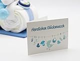 Windeltorte Windelmotorrad blau für Jungen – mit Teddybär / Das perfekte Geschenk zur Geburt oder Taufe + gratis Grußkärtchen - 3