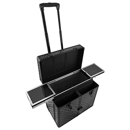 Preisvergleich Produktbild Kosmetikkoffer Trolley 36 Liter Beauttrolley Aluminium Rollkoffer Schwarz