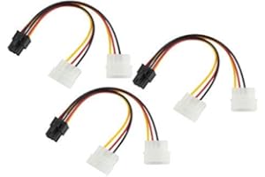 BAOLONGKING Bolongking Lot de 3 adaptateurs de câble d'alimentation PCIe 6 Broches vers 2 x 4 Broches Molex LP4 15 cm