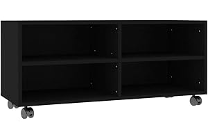 vidaXL Mueble para TV con Ruedas Contrachapada Casa Hogar Decoración Diseño Estilo Bricolaje Mobiliario Muebles Salón Sala Habitación 90x35x35cm Negro