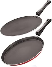 NIRLON Nonstick Cookware 3 Layer Combo Set of Roti Concave Tawa 28.5cm & Crispy Dosa Flat Tawa 27.5 cm (Al