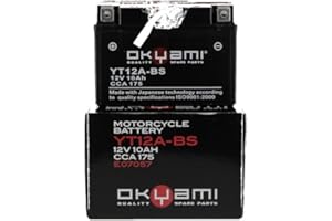 FAR BATTERIA OKYAMI BERGAMASCHI YT12A-BS 12V 10 AH COMPATIBILE CON KYMCO DOWNTOWN 300I 300 2009 > 2009 SPECIFICA MOTO SCOOTER COMPLETA SENZA MANUTENZIONE