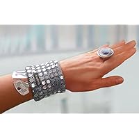 Handgelenktasche Armreif Safe Pailletten schwarz silber weiß Geldversteck Reißverschluss Armtasche Pulstasche zu Salsakleider Damen Etuikleid Abendkleid Samba Kostüm Weihnachtsgeschenk Geschenkidee