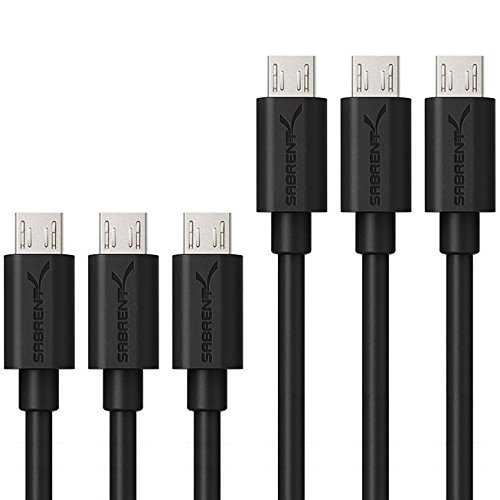 Sabrent USB-Kabel [6-packung] 22 AWG Premium-Micro-USB-Kabel (X3-0.90Meter + X3-0.60Meter) USB 2.0 Hochgeschwindigkeits A Stecker an Micro-B Sync und aufladen Kabel [Schwarz] (CB-U631)