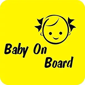 stickerbuy Baby On Board, Background Yellow, Child, Windows, Car Sticker