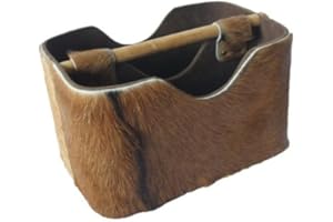 ‎WOHNFREUDEN wohnfreuden Ziegenfell Zeitungsständer eckig braun 30 cm - Holz Zeitungshalter Korb klein