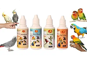 Pet Care International (PCI) Ultra Feather, Immuboost, VitaBoost & Cal Care for Healthy Feathers and Provide Essential Vitamin, Mineral and Calcium for Healthy Bird Healthcare (Combo) (30ml)