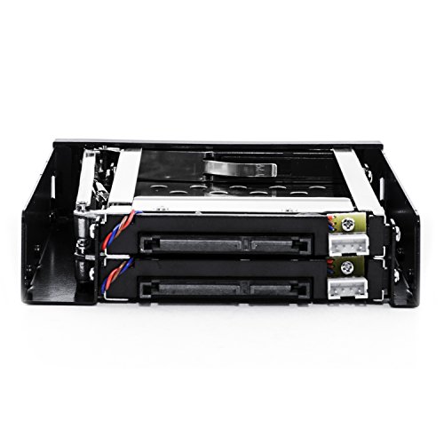 CSL 8,9cm (3,5″) Dual Wechselrahmen/ Mobile Rack für 2x 6,4cm (2,5″) Festplatten | SATA I/II/III und SSD-fähig| Hot Plug Funktion | kompatibel für bis zu 2x Festplatten in 2,5″ (6,4cm) | Farbe: schwarz/silber - 3