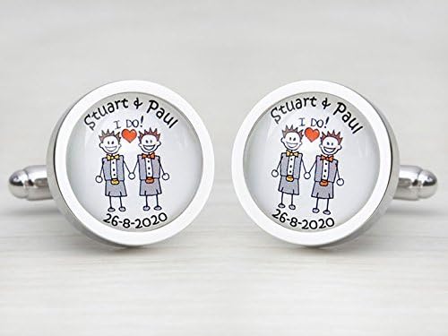 Scottish Kilt "I Do" Civil Partnership Character Personalised Wedding Cufflinks
