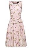 kleid floral stickerei Knielang, A-linie, Schleife an der Taille