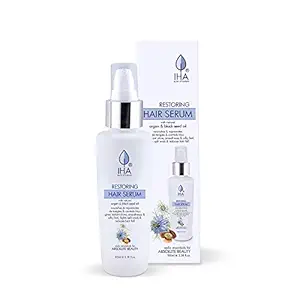IHA Herbal Hair Serum for Silky and Smooth Hair, Enriched with Argan and Black Seed Oil, Anti Frizz and Anti Tangle Hair Serum Oil, Natural Hair Moisturizing Serum for Men and Women, 100 ML