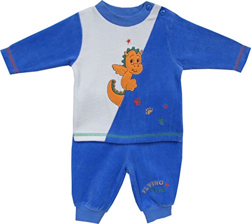 Schnizler Unisex Baby Nickianzug Drache  Long Sleeve Leisure Suit -  Blue - 56 cm (Manufacturer size:56)